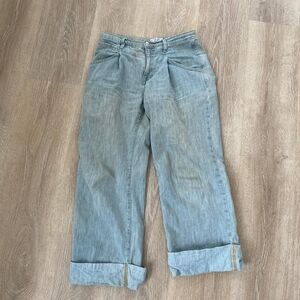 Free People Luca Super Slouch Blue Wide-Leg Jeans Trouser